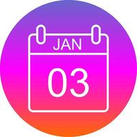 January Line Gradient Circle Icon vector