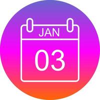 January Line Gradient Circle Icon vector