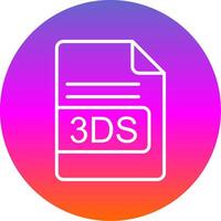 3DS File Format Line Gradient Circle Icon vector