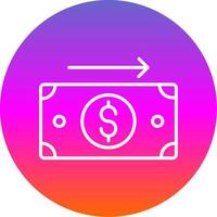 enviar dinero línea degradado circulo icono vector