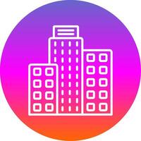 edificio línea degradado circulo icono vector