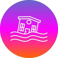 Flooded House Line Gradient Circle Icon vector