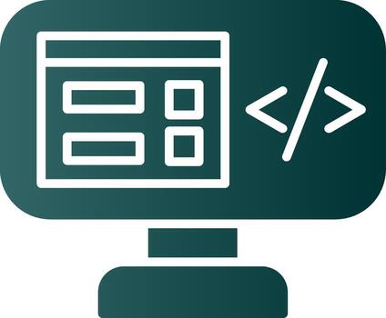 programa codificación glifo degradado icono vector