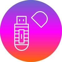 Usb Stick Line Gradient Circle Icon vector
