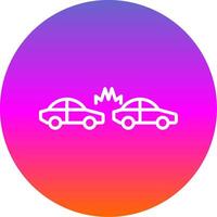 Car Crash Line Gradient Circle Icon vector