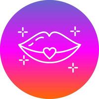 Lips Line Gradient Circle Icon vector