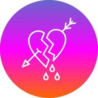 Broken Heart Line Gradient Circle Icon vector