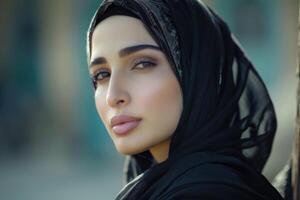 Beautiful middle eastern woman wearing abaya Beautiful middle eastern woman wearing abaya photo
