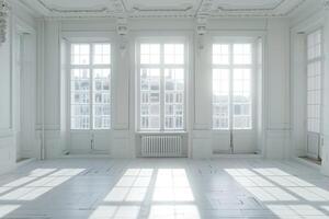 High resolution white room with window design concept. photo