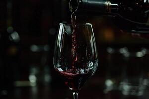 Pouring wine into a wineglass photo