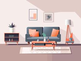 Living room interior. banner. vector