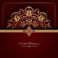 red luxury background, with gold mandala ornament vector