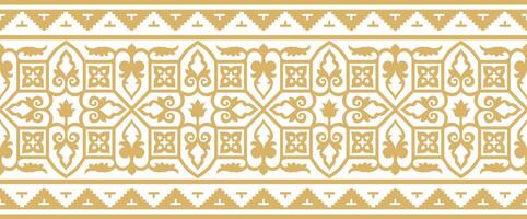 golden seamless Byzantine border, frame. Endless Greek pattern, Drawing of the Eastern Roman Empire. Decoration of the Russian Orthodox Church. vector