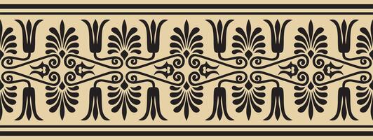 golden and black seamless ornament of ancient Greece. Classic Endless pattern frame border Roman Empire. vector