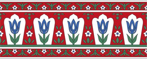 colored seamless Turkish ornament. Ottoman border, rectangle, frame. Muslim pattern for stained glass vector