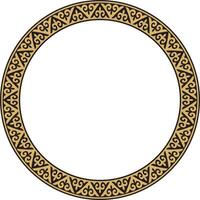 gold and black Kazakh national round pattern, frame. Ethnic ornament of the nomadic peoples of Asia, the Great Steppe, Kazakhs, Kirghiz, Kalmyks, Mongols, Buryats, Turkmens vector