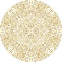 gold arabic national round ornament. Ethnic circle, eastern and african peoples of asia, persia, iran, iraq, syria. vector