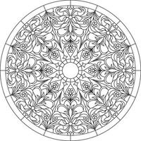 round monochrome floral european national pattern. Ethnic circle ornament of Ancient Greece, Roman Empire. vector