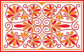 red and orange colored square ornament of ancient Greece. Classic tile pattern of the Roman Empire vector