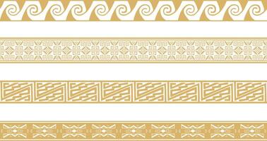 set of seamless golden border ornament. Native American tribes framework. Endless patterns ethnic aztec, maya. vector