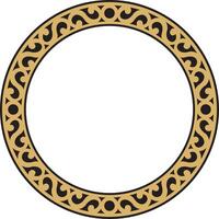 Yakut round golden frame. Ornamental circle of the northern peoples of the tundra. vector