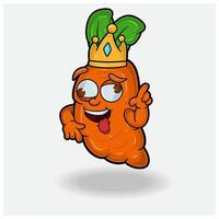 Zanahoria mascota personaje dibujos animados con loco expresión. vector