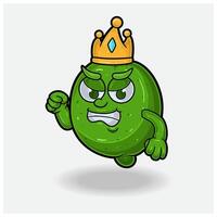 Lime Mascot Character Cartoon With Angry expression. vector