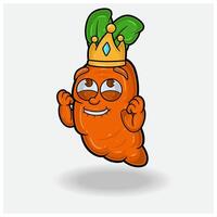 Zanahoria mascota personaje dibujos animados con contento expresión. vector