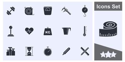 Measuring, measure icon set symbol collection, logo isolated illustration vector