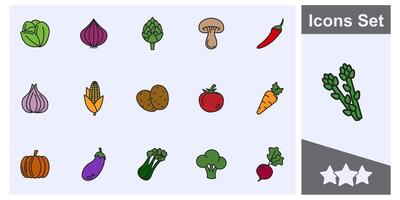 verdura, sano comida icono conjunto símbolo recopilación, logo aislado ilustración vector