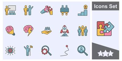 Teamwork in business management icon set symbol collection, logo isolated illustration vector