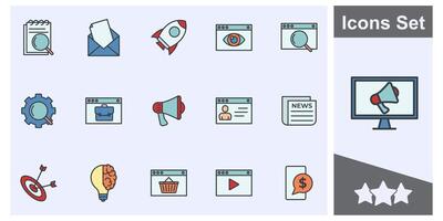 medios de comunicación publicidad icono conjunto símbolo recopilación, logo aislado ilustración vector