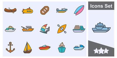 water transport icon set symbol collection, logo isolated illustration vector