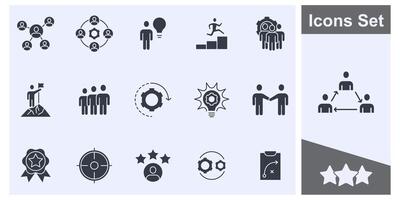 Teamwork in business management icon set symbol collection, logo isolated illustration vector