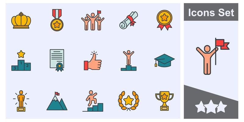 winning succes icon set symbol collection, logo isolated illustration
