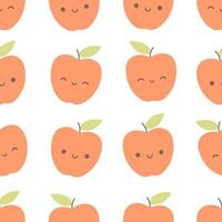 Seamless pattern with cute cartoon apple characters. Fruit seamless pattern vector