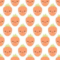 Seamless pattern with cute cartoon strawberry characters. Fruit seamless pattern vector
