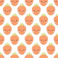 Seamless pattern with cute cartoon strawberry characters. Fruit seamless pattern vector