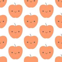Seamless pattern with cute cartoon apple characters. Fruit seamless pattern vector
