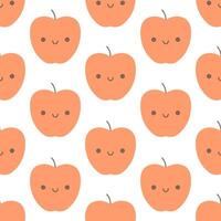 Seamless pattern with cute cartoon apple characters. Fruit seamless pattern vector