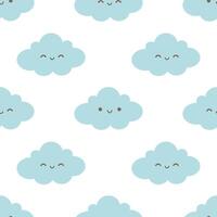 minimalista resumen sin costura modelo con linda sonriente nube. sin costura modelo para fondo de pantalla, textil, tela, envase papel vector