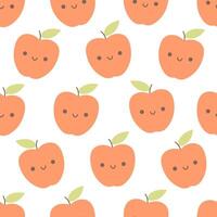 Seamless pattern with cute cartoon apple characters. Fruit seamless pattern vector