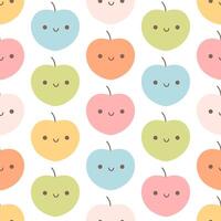 Seamless pattern with cute cartoon peach characters. Fruit seamless pattern vector