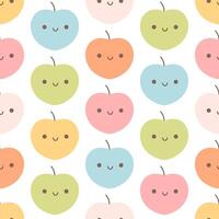 Seamless pattern with cute cartoon peach characters. Fruit seamless pattern vector