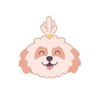 Cute shih tzu dog. Smiling animal head vector