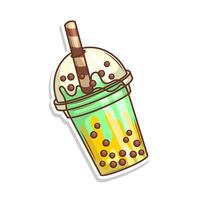 Bubble tea sticker cartoon. hand draw illustration art vector