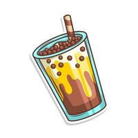 Bubble tea sticker cartoon. hand draw illustration art vector