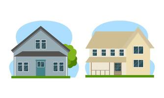 Residential houses with gardens colorful logo vector