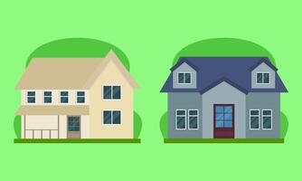 Residential houses with gardens colorful logo vector