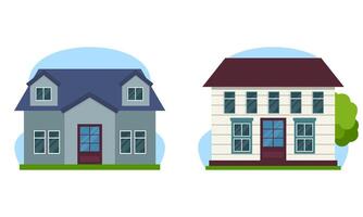 Residential houses with gardens colorful logo vector